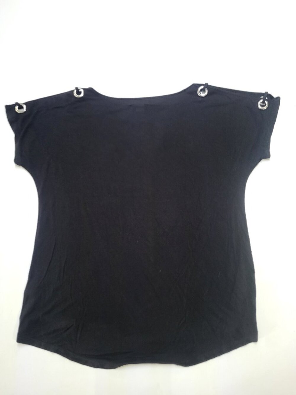 Cable & Gauge Black Cold Shoulder Grommet Top Size M Cutout Knit - Picture 6 of 11
